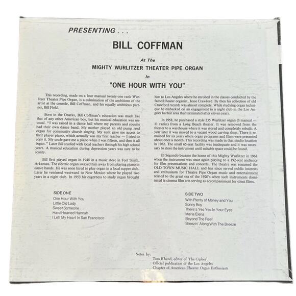 Bill Coffman Mighty Wurlitzer Organ In One Hour with You SEALED Vinyl LP 1962 - Picture 2 of 2